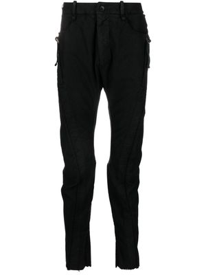 Masnada strap-detail ribbed skinny trousers - Black