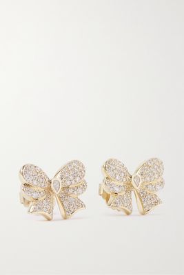 Mason and Books - Sunny Bow 14-karat Gold Diamond Earrings - one size