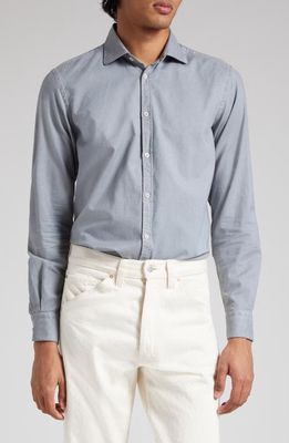 Massimo Alba Canary Cotton Voile Button-Up Shirt in Smoke