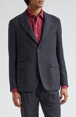 Massimo Alba Catch 2 Stripe Linen Blazer in R570 Dark Blue 