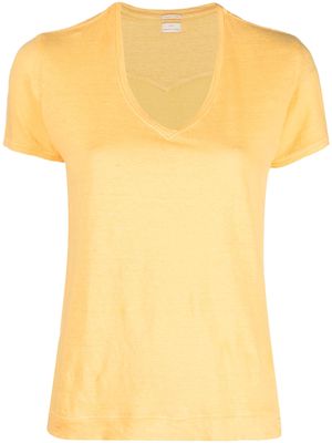 Massimo Alba Flores short-sleeve linen T-shirt - Yellow