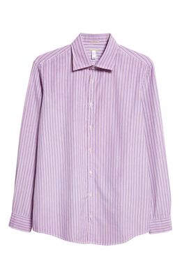 Massimo Alba Genova Regular Fit Stripe Cotton Voile Button-Up Shirt in Soft Lilac