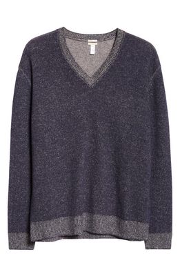 Massimo Alba Jeff Jaspé Linen & Cashmere V-Neck Sweater in U501 Blu