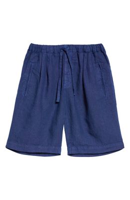 Massimo Alba Kevin Drawstring Linen Shorts in Blue Massaua