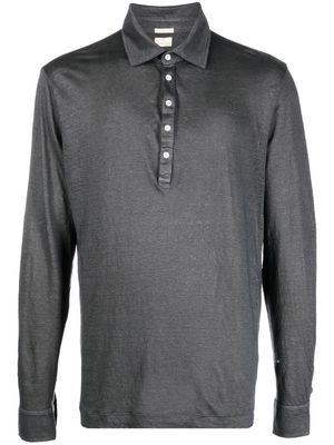 Massimo Alba linen long-sleeve polo-shirt - Black