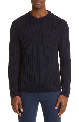 Massimo Alba Loris Ribbed Crewneck Sweater in U501-Blu