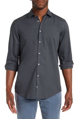 Massimo Alba Oxford Linen Button-Up Shirt in Black