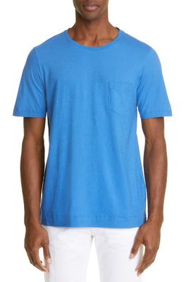 Massimo Alba Panarea Watercolor Cotton Pocket T-Shirt in U582-Mosaic Blue