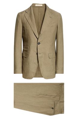 Massimo Alba Sloop Stripe Linen & Cotton Suit in Salvia