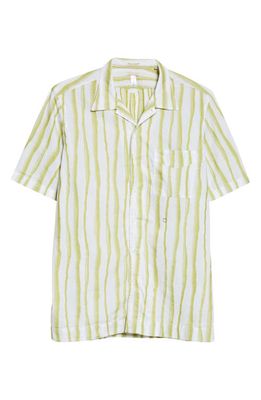 Massimo Alba Venice Stripe Short Sleeve Button-Up Camp Shirt in F693-Light Green