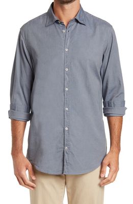 Massimo Alba Watercolor Oxford Cotton Button-Up Shirt in Smoke
