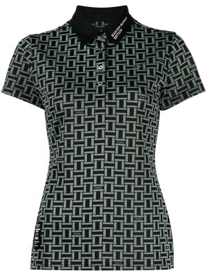 MASTER BUNNY EDITION houndstooth-patterned logo-patch polo shirt - Green