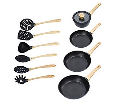 Masterchef 4-Piece Fry & Sauce Pan Set w/ 6-Pie ce Utensil Set