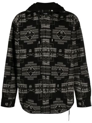 Mastermind Japan Chimayo patterned-jacquard hooded shirt - Black