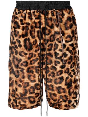 Mastermind Japan leopard-print drawstring-waist shorts - Brown