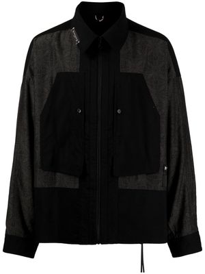 Mastermind Japan logo-plaque cotton shirt jacket - Black