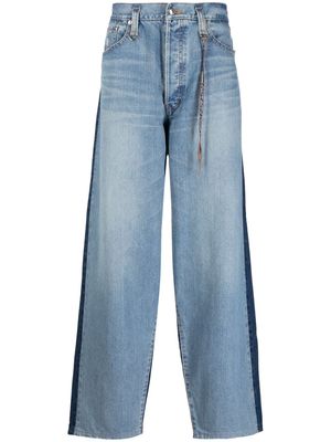 Mastermind Japan logo-print cotton wide-leg jeans - Blue