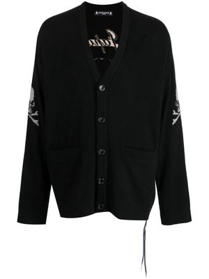 Mastermind Japan skull-intarsia cashmere cardigan - Black