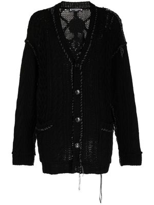 Mastermind World cable-knit skull cashmere cardigan - Black