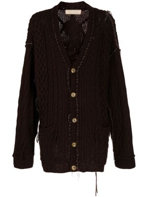 Mastermind World cable-knit skull cashmere cardigan - Brown