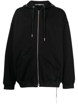 Mastermind World embroidered-logo zip-up cotton hoodie - Black