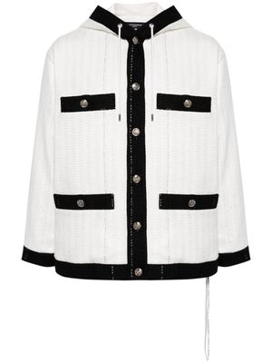 Mastermind World hooded tweed shirt jacket - White