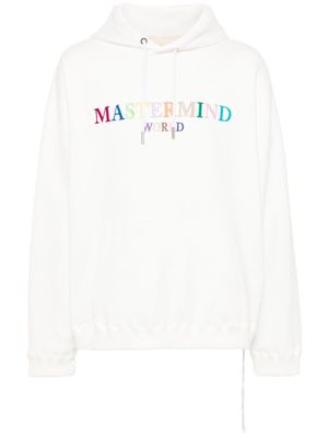 Mastermind World logo-embroidered cotton hoodie - White