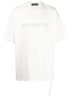 Mastermind World logo-embroidered cotton T-shirt - White
