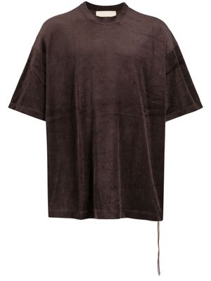 Mastermind World logo-embroidered velvet T-shirt - Brown