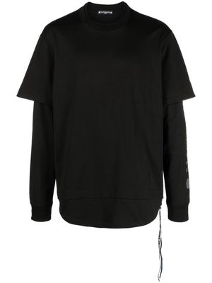 Mastermind World logo-print layered cotton T-shirt - Black