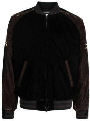 Mastermind World skull-embroidered velvet bomber jacket - Black