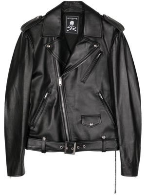 Mastermind World skull leather biker jacket - Black