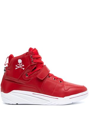 Mastermind World skull-print leather sneakers - Red