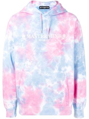 Mastermind World tie-dye logo-print hoodie - Blue