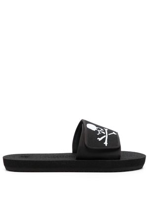 Mastermind World x Buntaro skull-print slides - Black