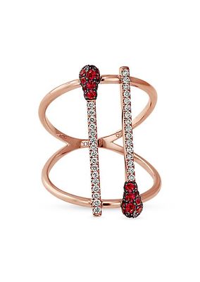 Match 18K Rose Gold, 0.20 TCW Diamond & Ruby Ring