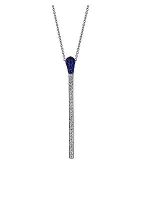 Match 18K White Gold, 0.95 TCW Diamond & Sapphire Pendant Necklace