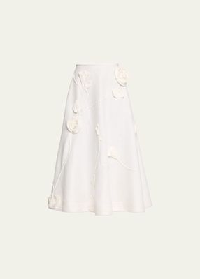 Matchmaker Rose Applique Flare Midi Skirt