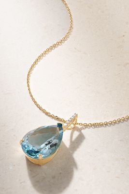 Mateo - 14-karat Gold, Topaz And Diamond Necklace - Blue