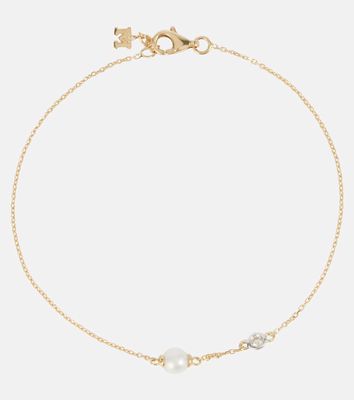 Mateo 14kt gold chain bracelet with diamonds and pearls