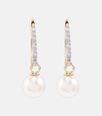 Mateo 14kt gold drop earrings with diamonds and pearls