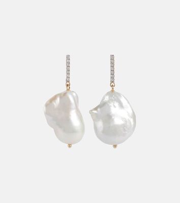 Mateo 14kt gold earrings with diamonds and baroque pearls
