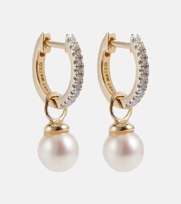 Mateo 14kt gold earrings with diamonds and detachable pearls