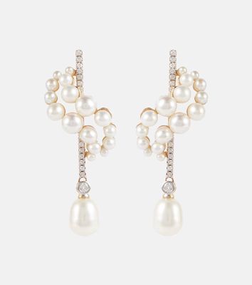 Mateo 14kt gold earrings with diamonds and pearls