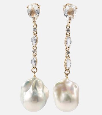 Mateo 14kt gold earrings with pearls and topaz