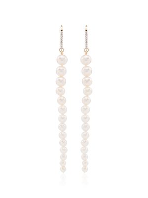 Mateo 14Kt gold pearl and diamond drop earrings - White