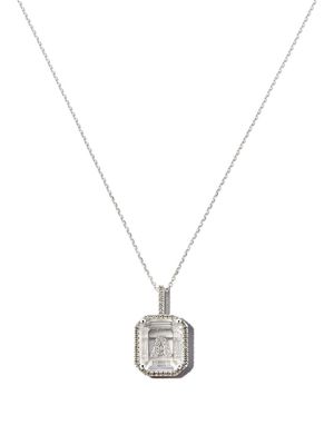 Mateo 14kt white gold A initial diamond pendant necklace - Silver