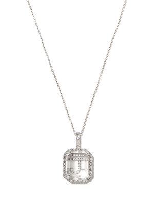 Mateo 14kt white gold Initial quartz necklace - Silver