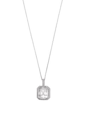 Mateo 14kt white gold Initial X pave diamond quartz pendant necklace - Silver
