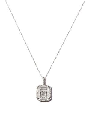 Mateo 14kt white gold M Initial diamond frame pendant necklace - Silver